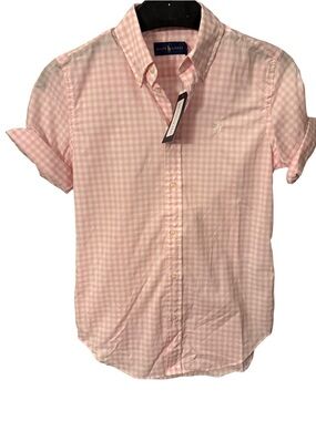 Ralph Lauren Women’s Button Down Shirt  Pink /white Gingham Sz XS
